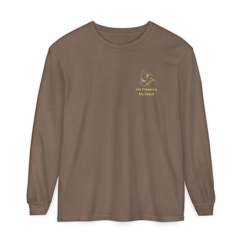Christian Cross Long Sleeve Tee — Gold Foil Faith Design