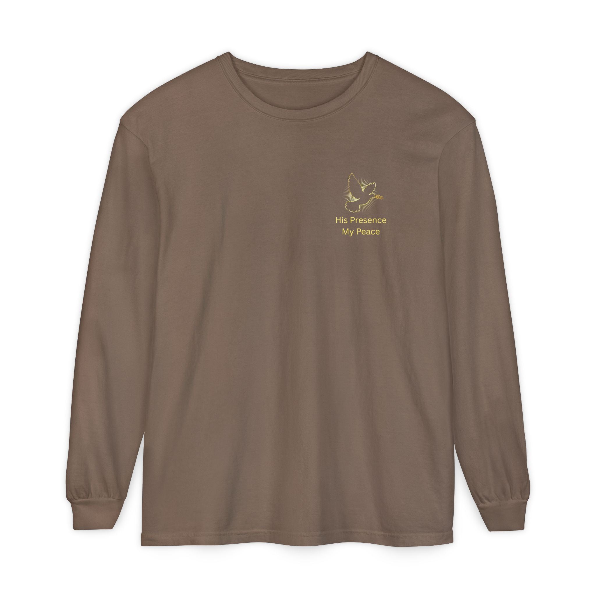 Christian Cross Long Sleeve Tee — Gold Foil Faith Design