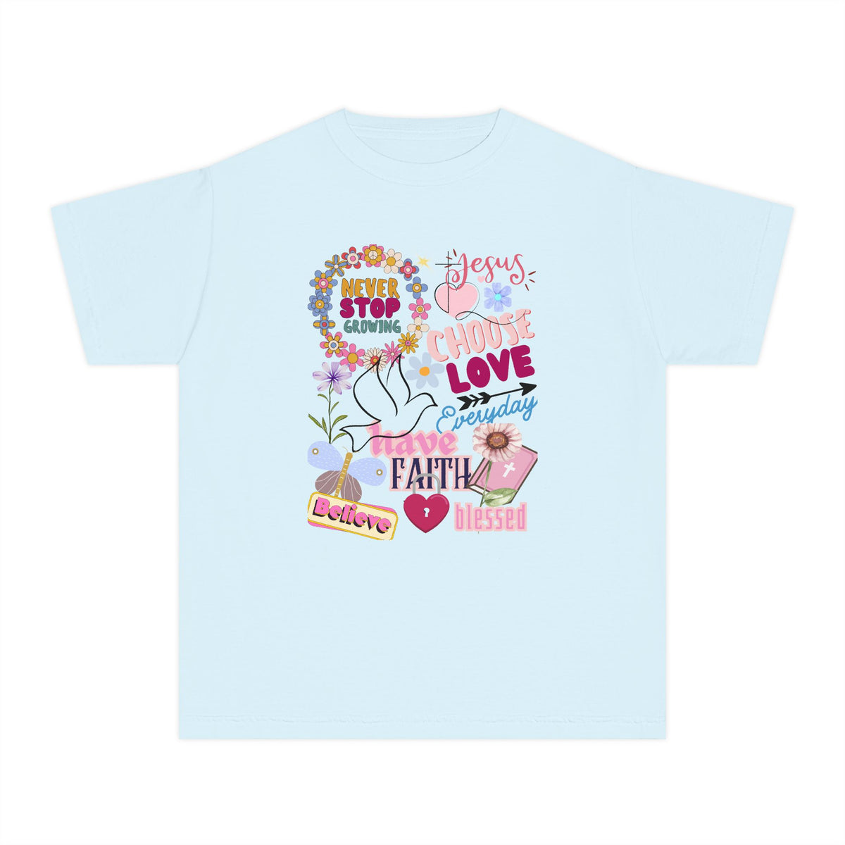 Youth Inspirational Faith Tee — 'Choose Love' Floral Christian Graphic