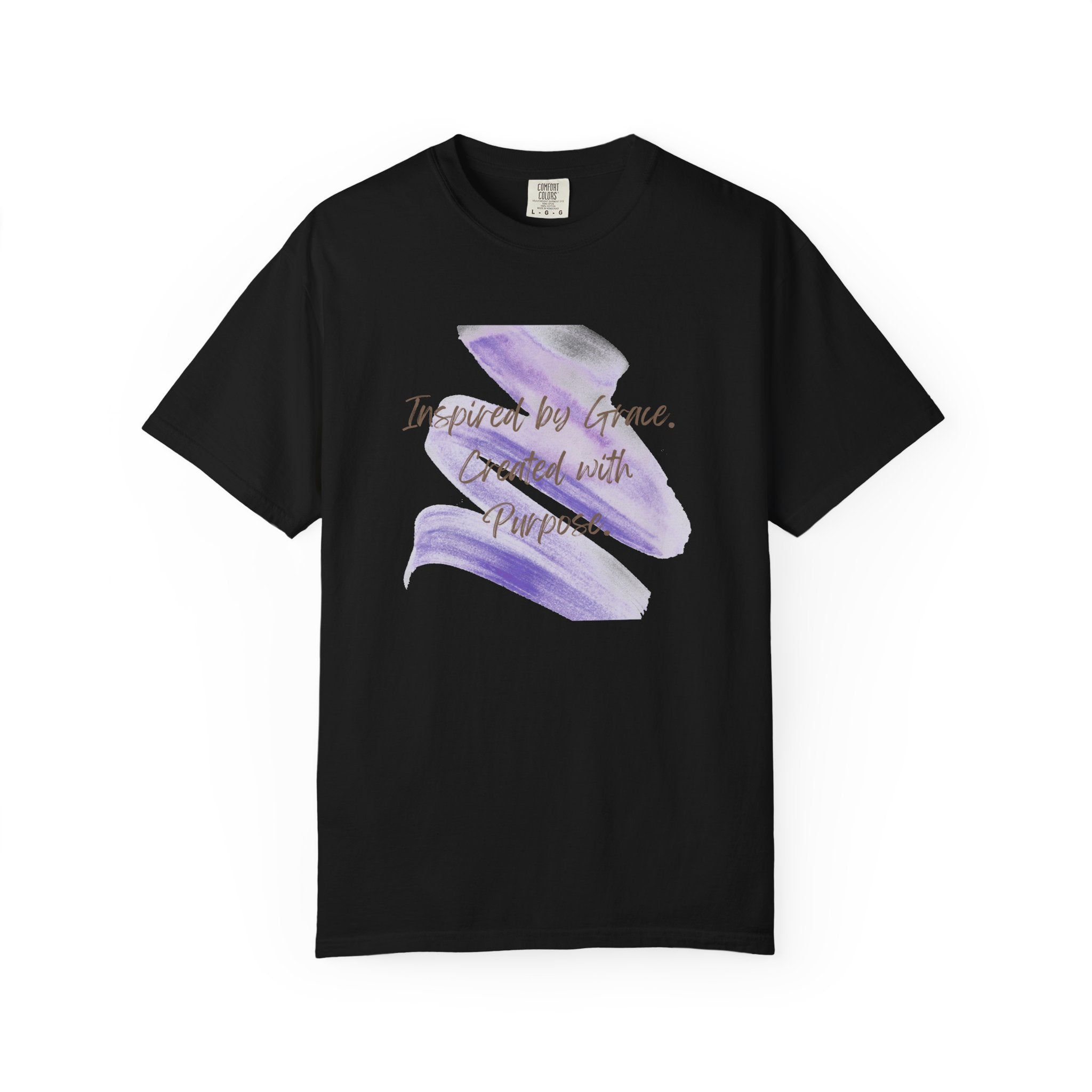 "Inspired by Grace. Created with Purpose" Inspirational Tee Purple Brushstroke T-Shirt
