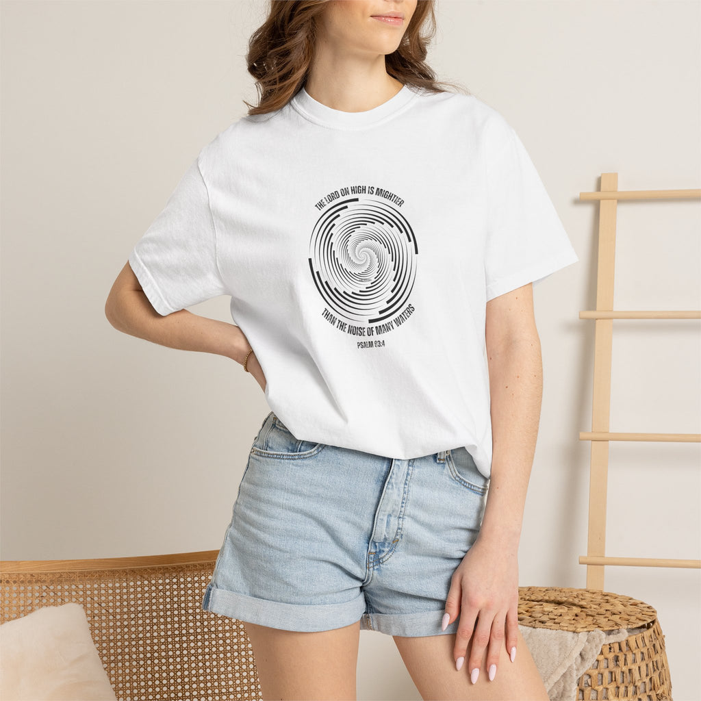 Spiral Wave T‑Shirt — 'We Came as Waves of Waking' Minimal Graphic Tee