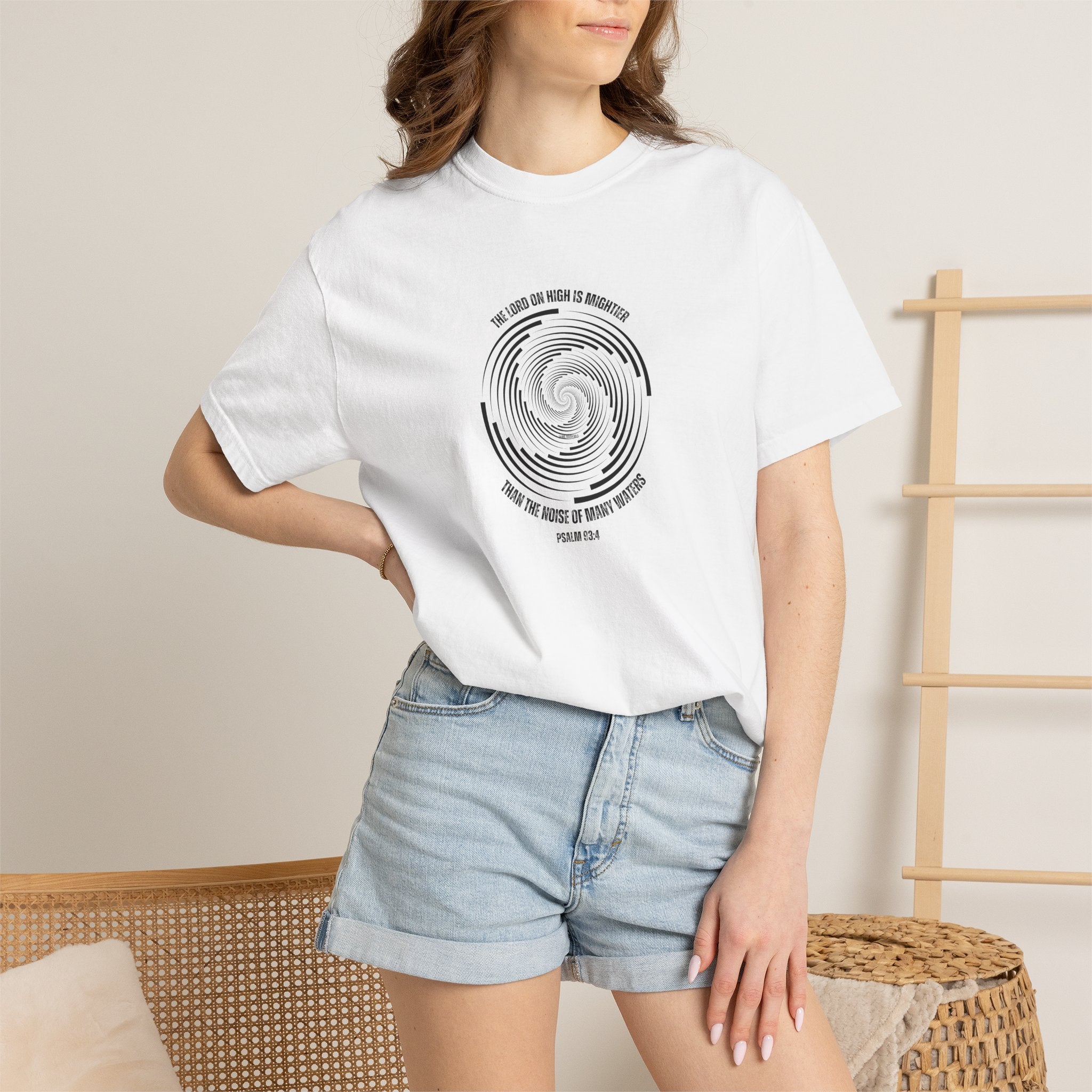Spiral Wave T‑Shirt — 'We Came as Waves of Waking' Minimal Graphic Tee