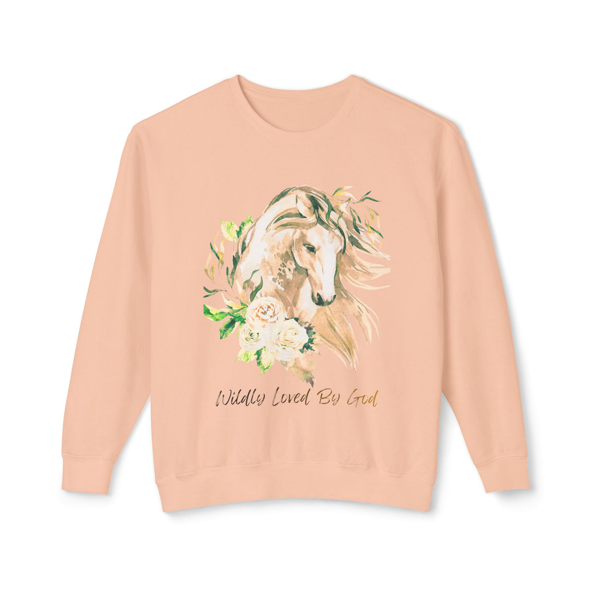 Wildly loved by God Horse Floral Crewneck Sweatshirt — Gentle Mare Watercolor Design