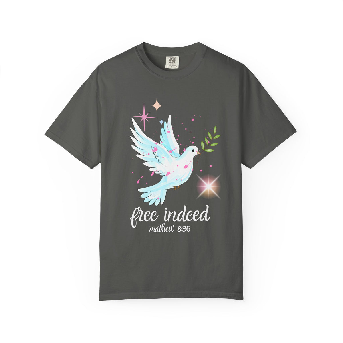 Dove 'Free Indeed' T‑Shirt — Matthew 8:36 Christian Tee