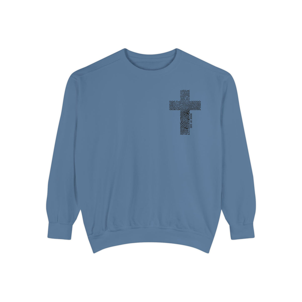 Sweatshirt — Fingerprint Cross "Saved By God" Crewneck