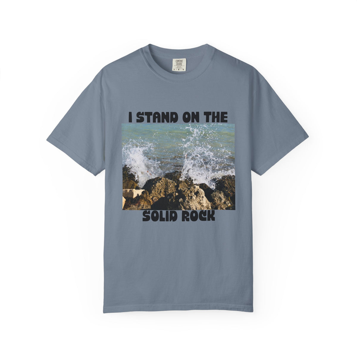 I Stand on the Solid Rock T-Shirt — Inspirational Coastal Faith Graphic Tee
