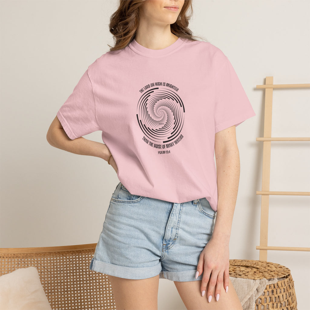Spiral Wave T‑Shirt — 'We Came as Waves of Waking' Minimal Graphic Tee
