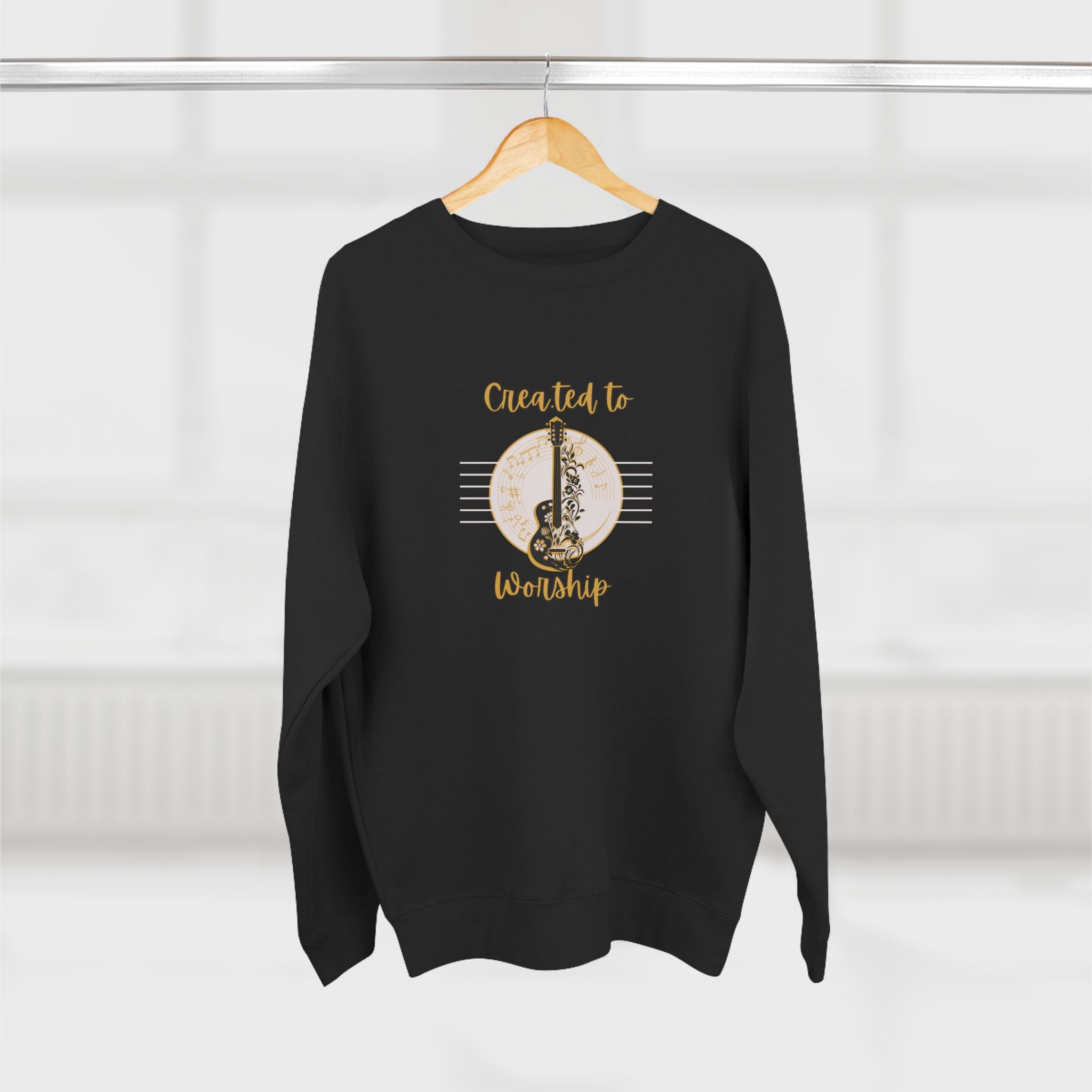 Created to Worship Crewneck Sweatshirt — Christian Guitar Worship Pullover