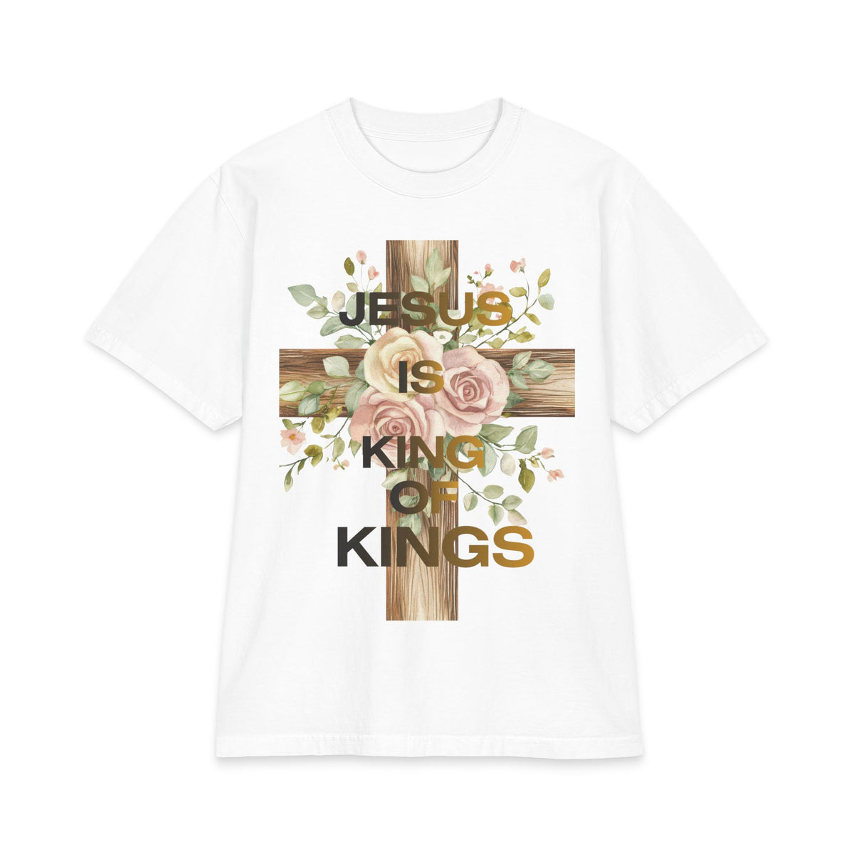 Jesus Is King Of Kings T-Shirt — Floral Cross Christian Tee