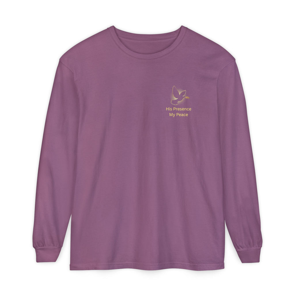 Christian Cross Long Sleeve Tee — Gold Foil Faith Design