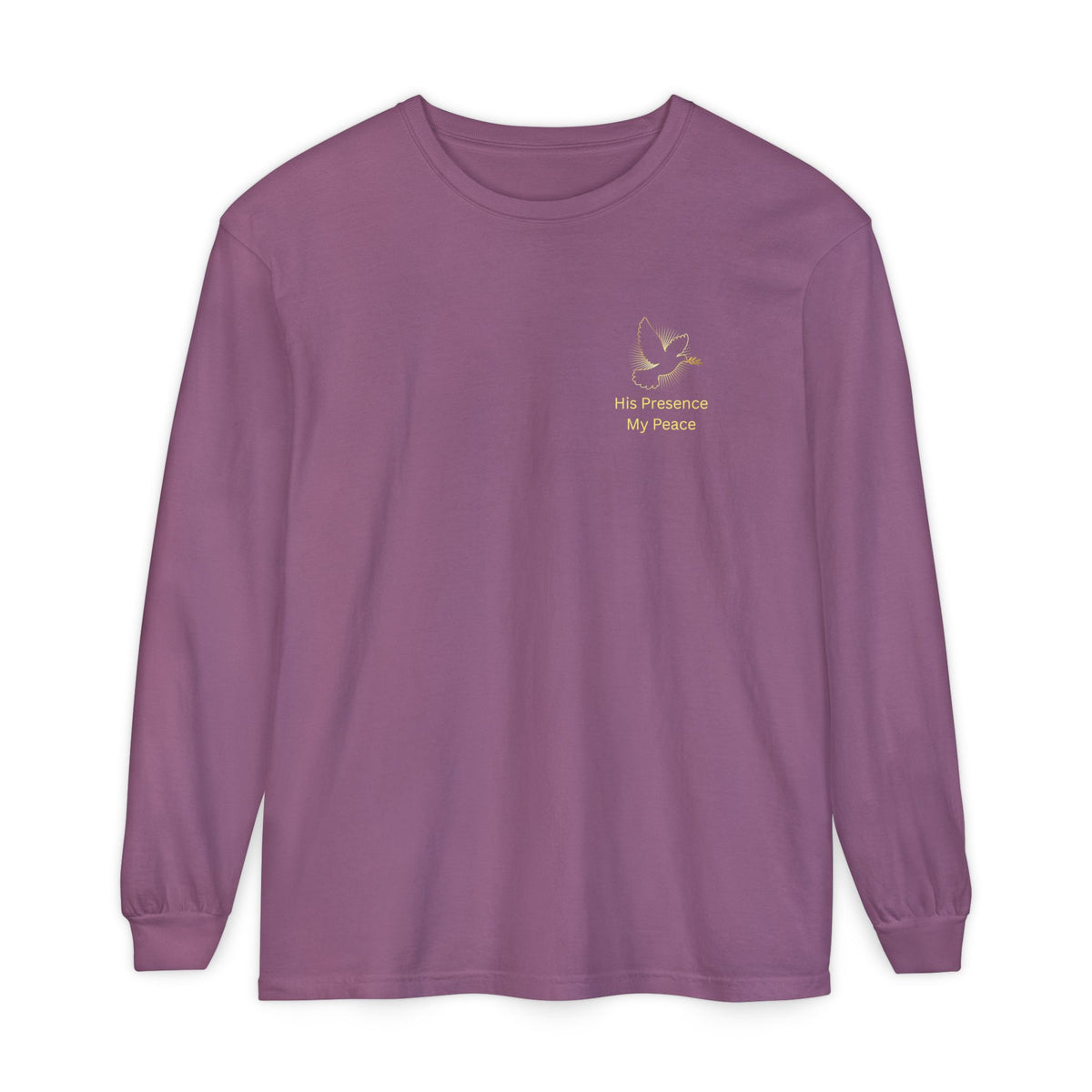 Christian Cross Long Sleeve Tee — Gold Foil Faith Design