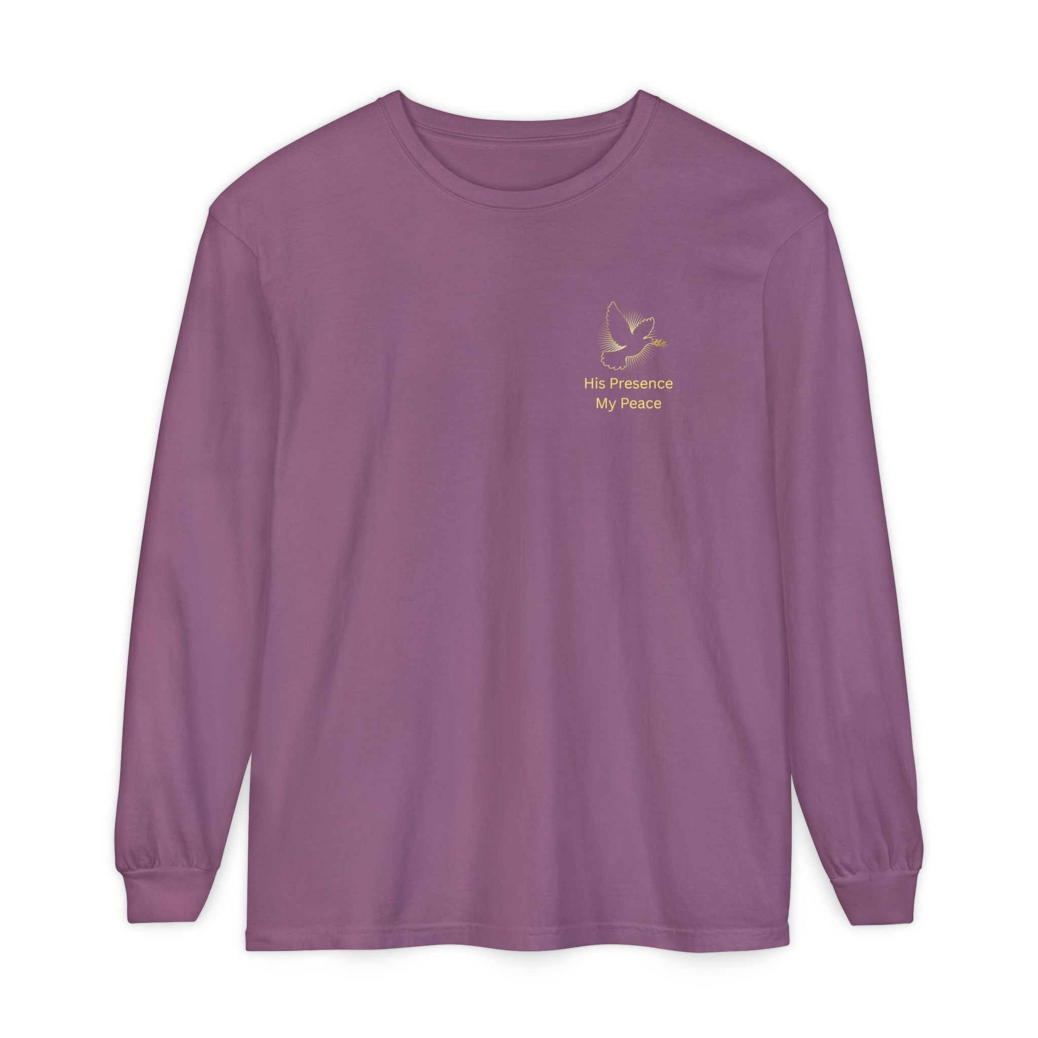Christian Cross Long Sleeve Tee — Gold Foil Faith Design