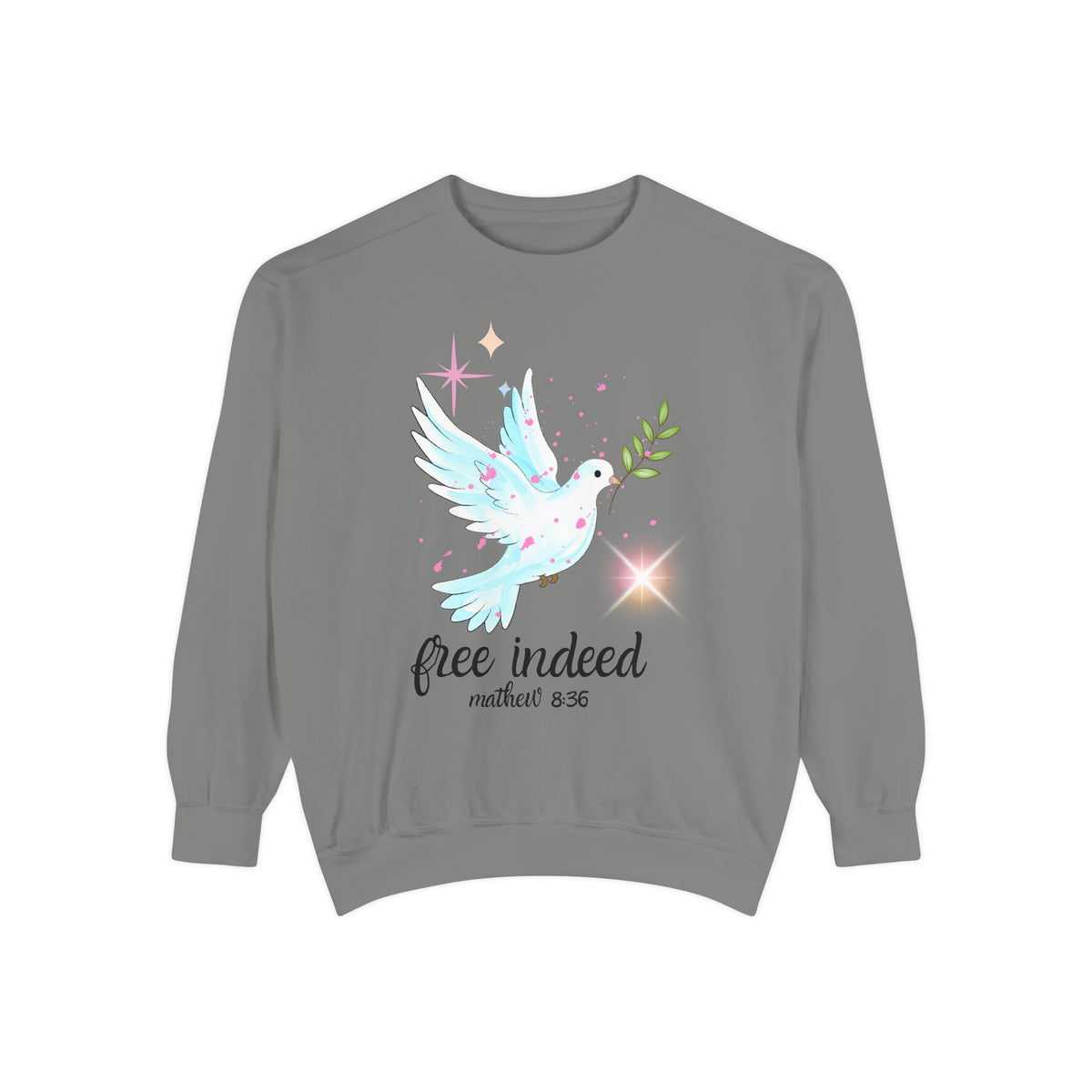 Free Indeed Dove Sweatshirt — Matthew 5:36 Inspirational Crewneck