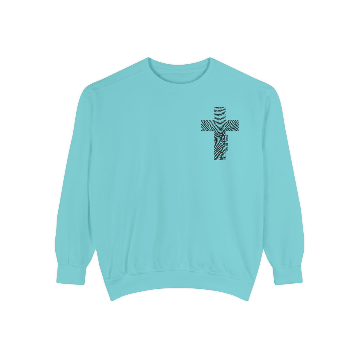 Sweatshirt — Fingerprint Cross "Saved By God" Crewneck