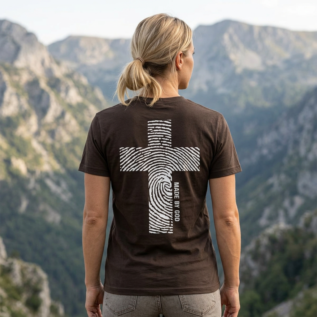 "Made by God" Cross with Fingerprint Tee