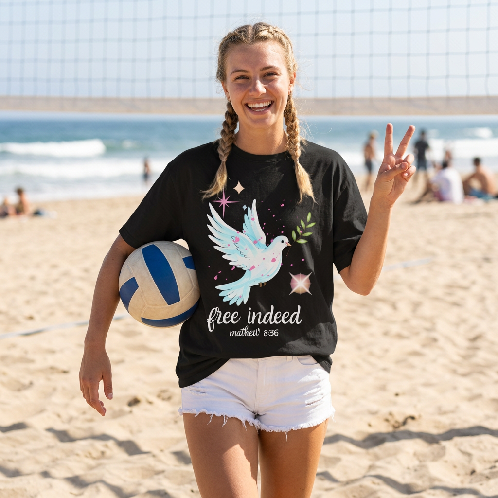 Free Indeed Dove T-Shirt — Matthew 8:36 Inspirational Christian Tee