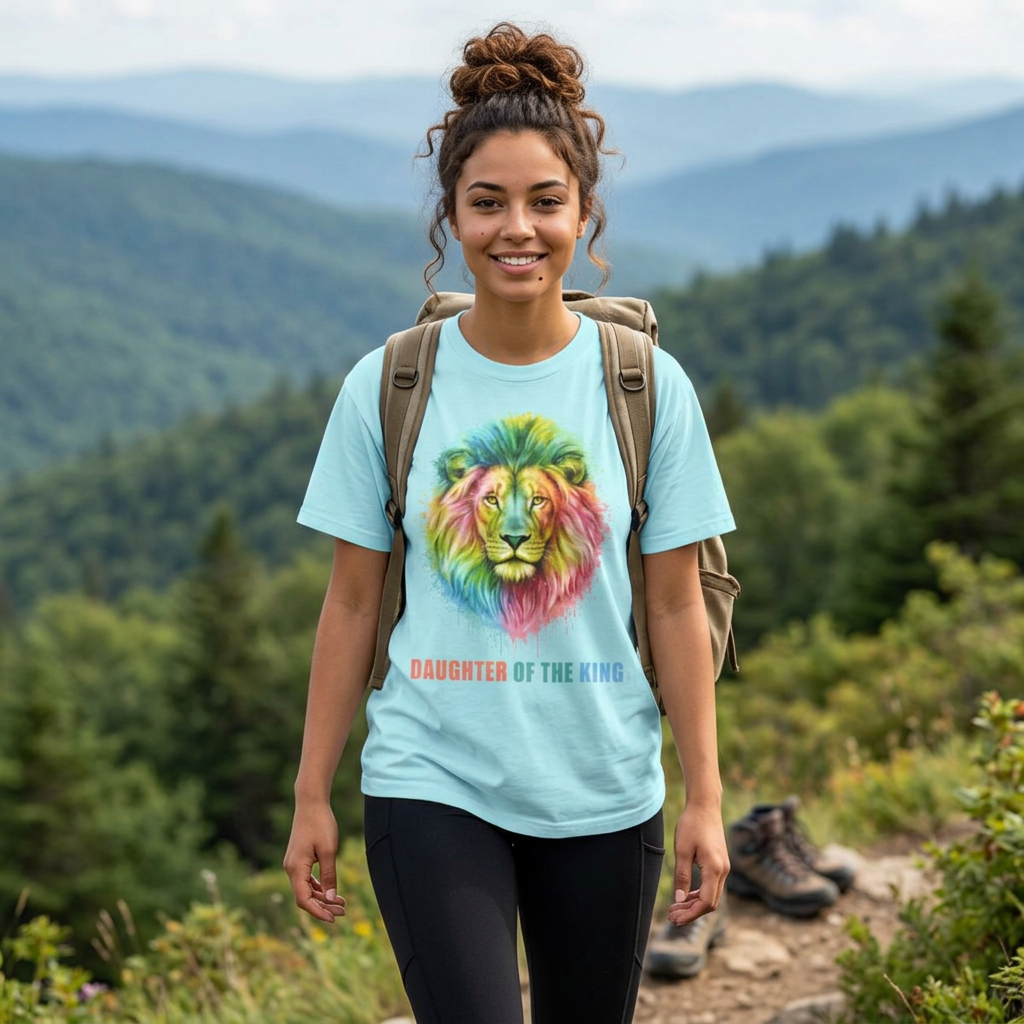 Daughter of the King Lion T‑Shirt — Colorful Watercolor Pride Tee