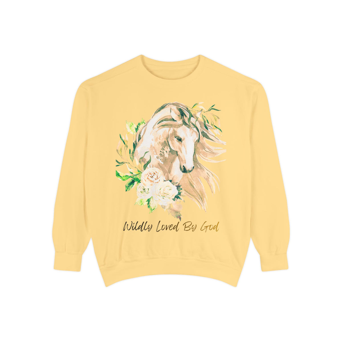 Horse Floral Sweatshirt — 'Wildly Loved By God' Cozy Crewneck