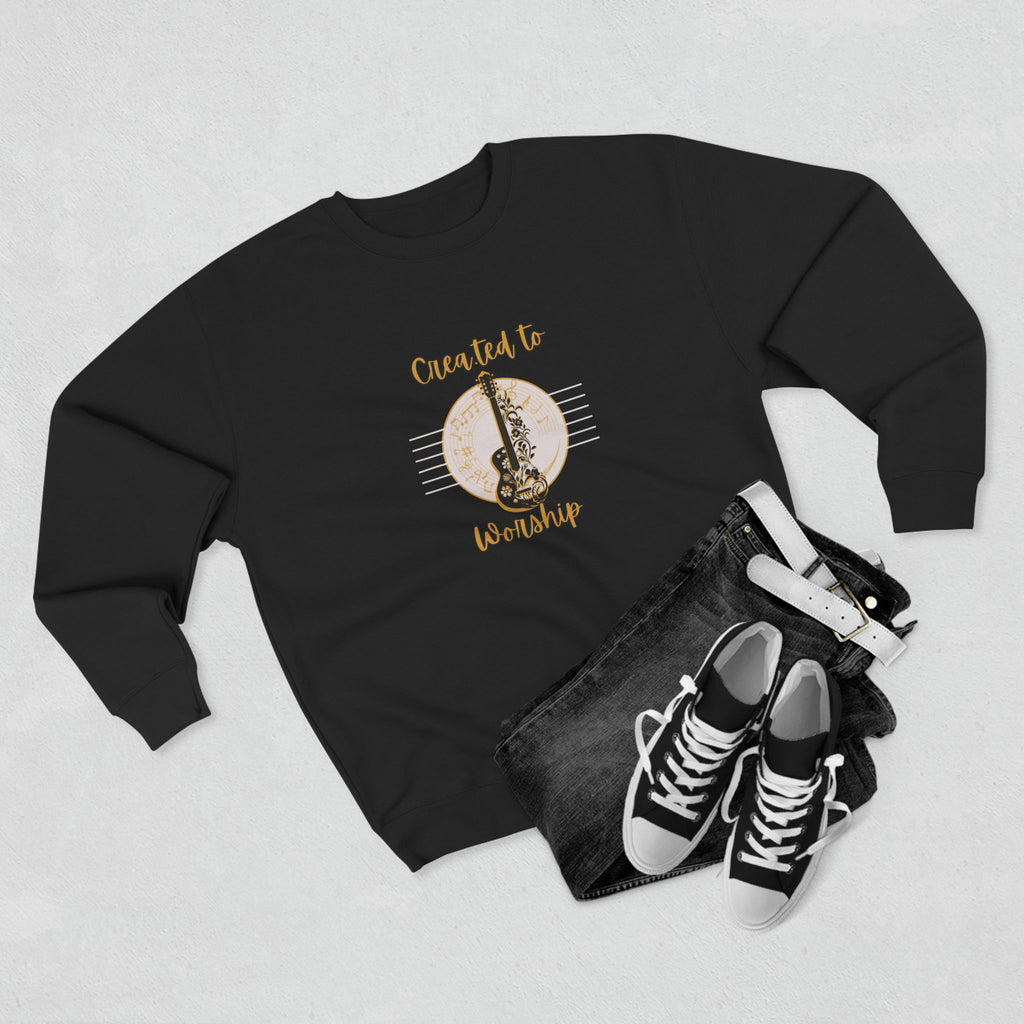 Created to Worship Crewneck Sweatshirt — Christian Guitar Worship Pullover