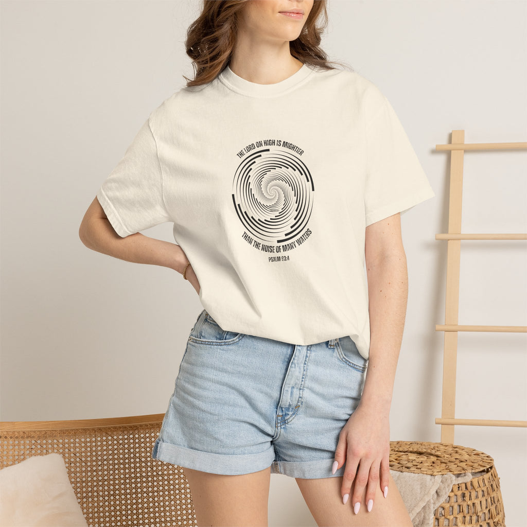 Spiral Wave T‑Shirt — 'We Came as Waves of Waking' Minimal Graphic Tee