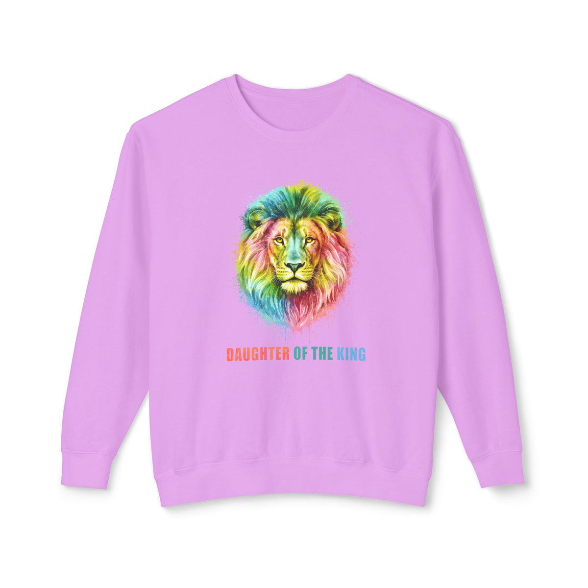 Daughter of the King Crewneck Sweatshirt — Rainbow Lion Graphic