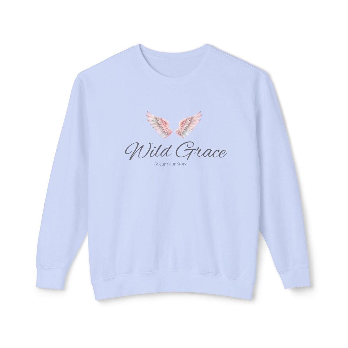 Wild Grace Crewneck Sweatshirt — Pink Angel Wings Inspirational Pullover
