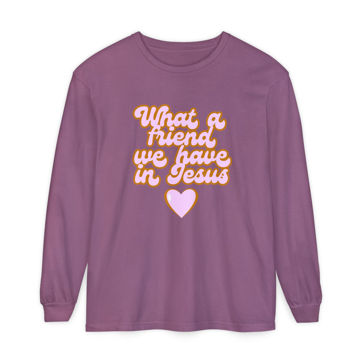 Long Sleeve Tee — "What a Friend We Have in Jesus" Christian Graphic
