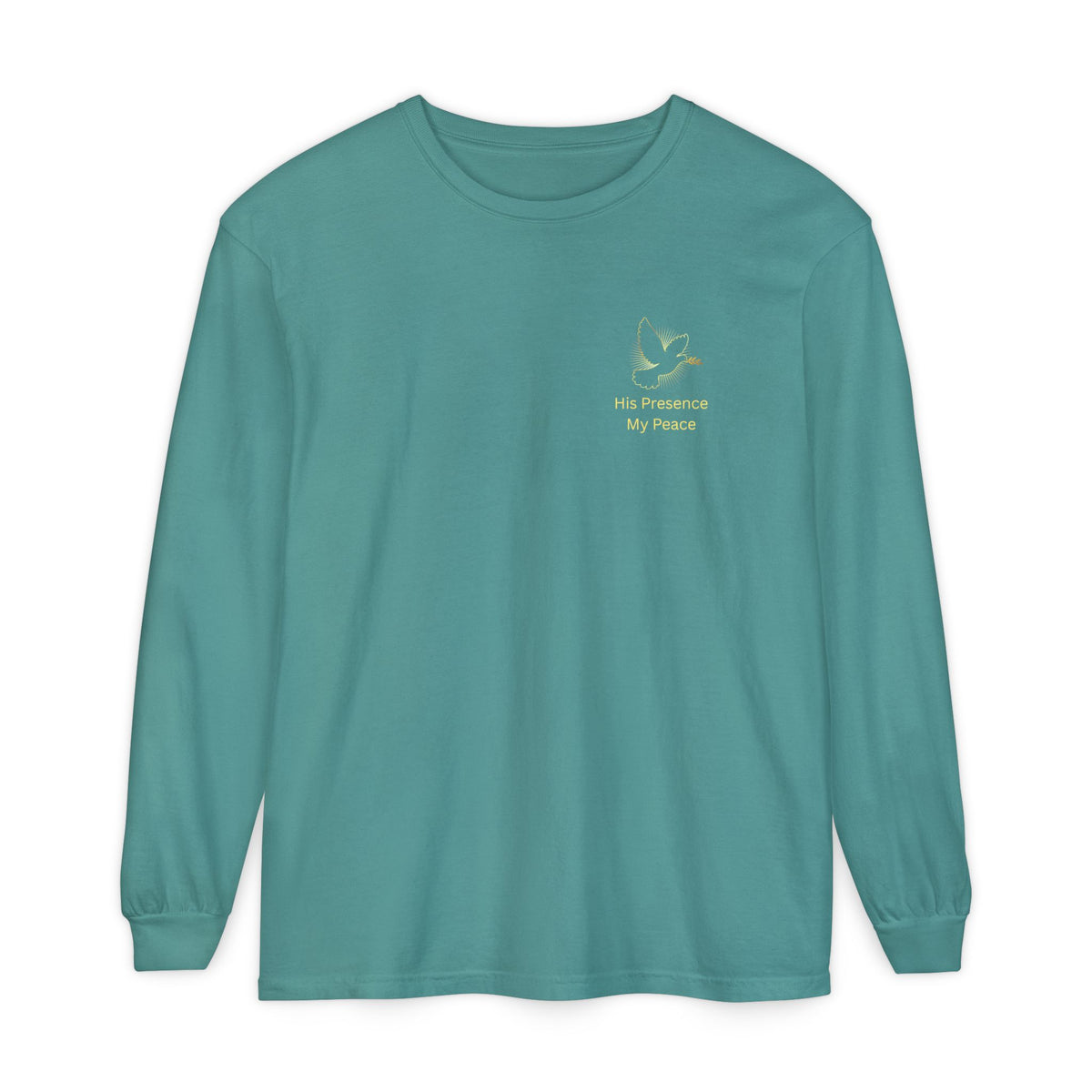 Christian Cross Long Sleeve Tee — Gold Foil Faith Design