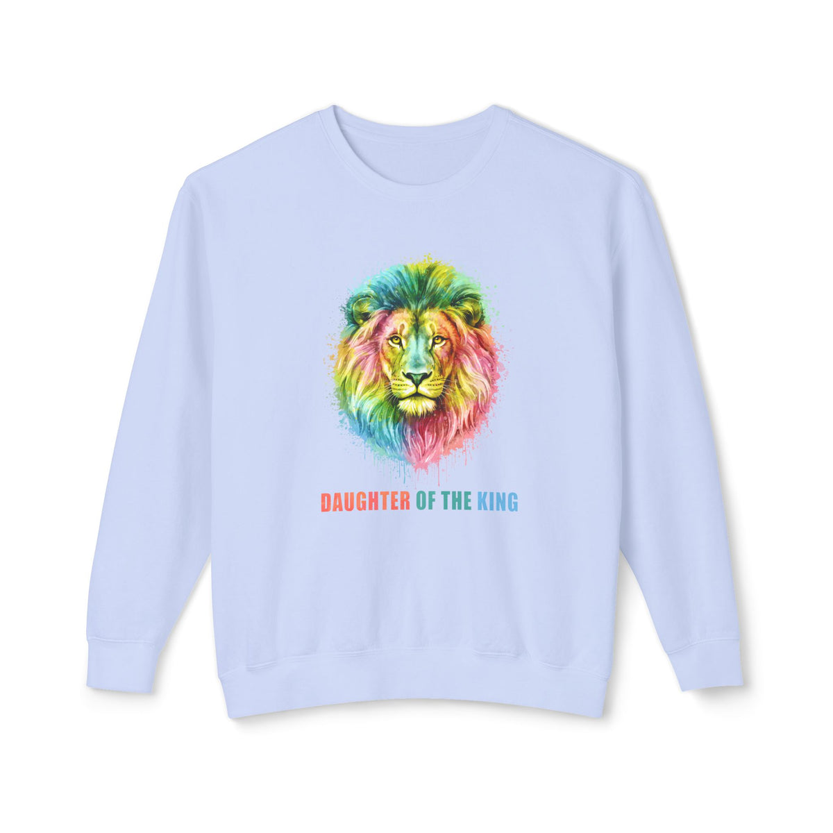 Daughter of the King Crewneck Sweatshirt — Rainbow Lion Graphic