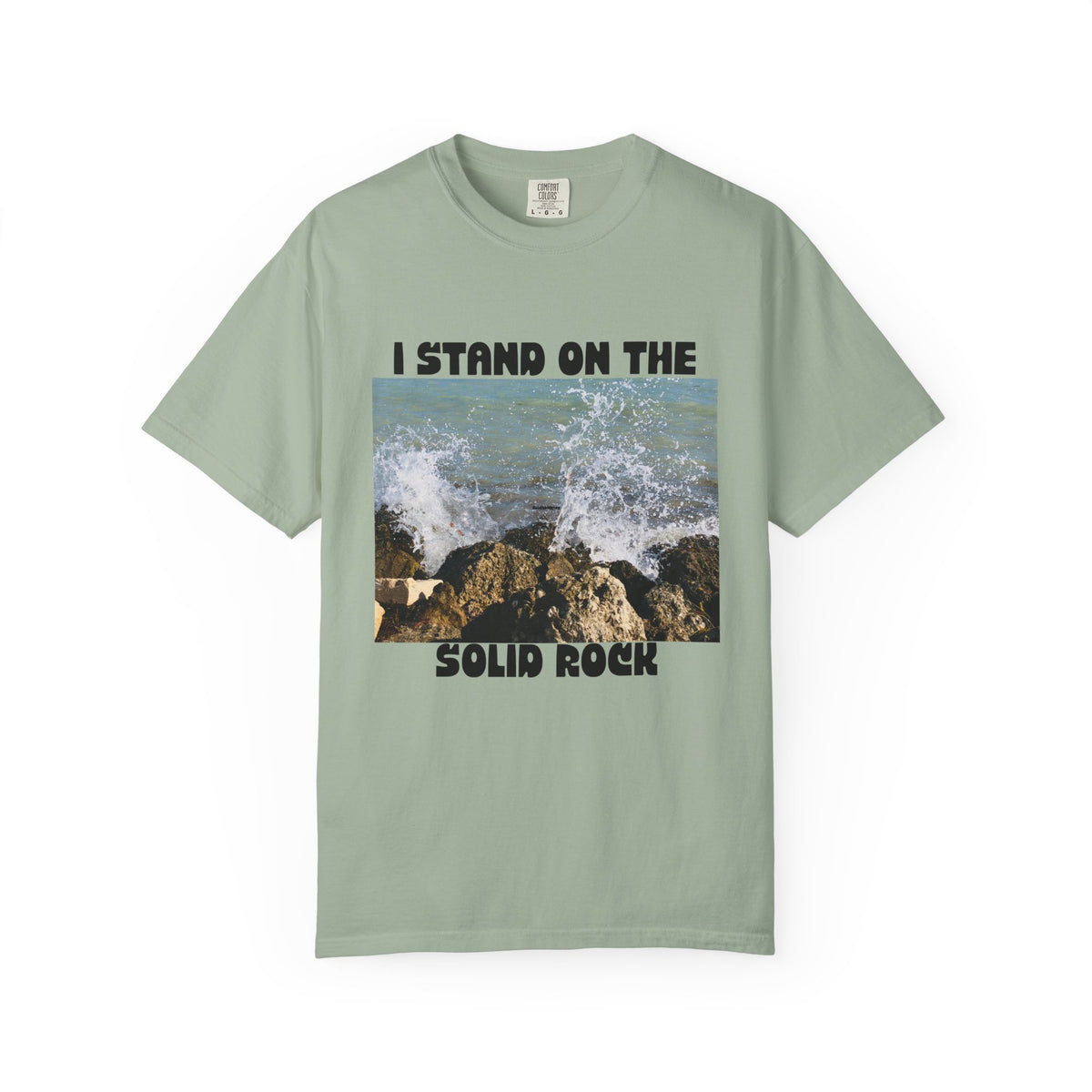 I Stand on the Solid Rock T-Shirt — Inspirational Coastal Faith Graphic Tee