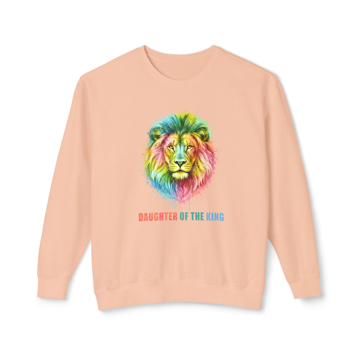 Daughter of the King Crewneck Sweatshirt — Rainbow Lion Graphic