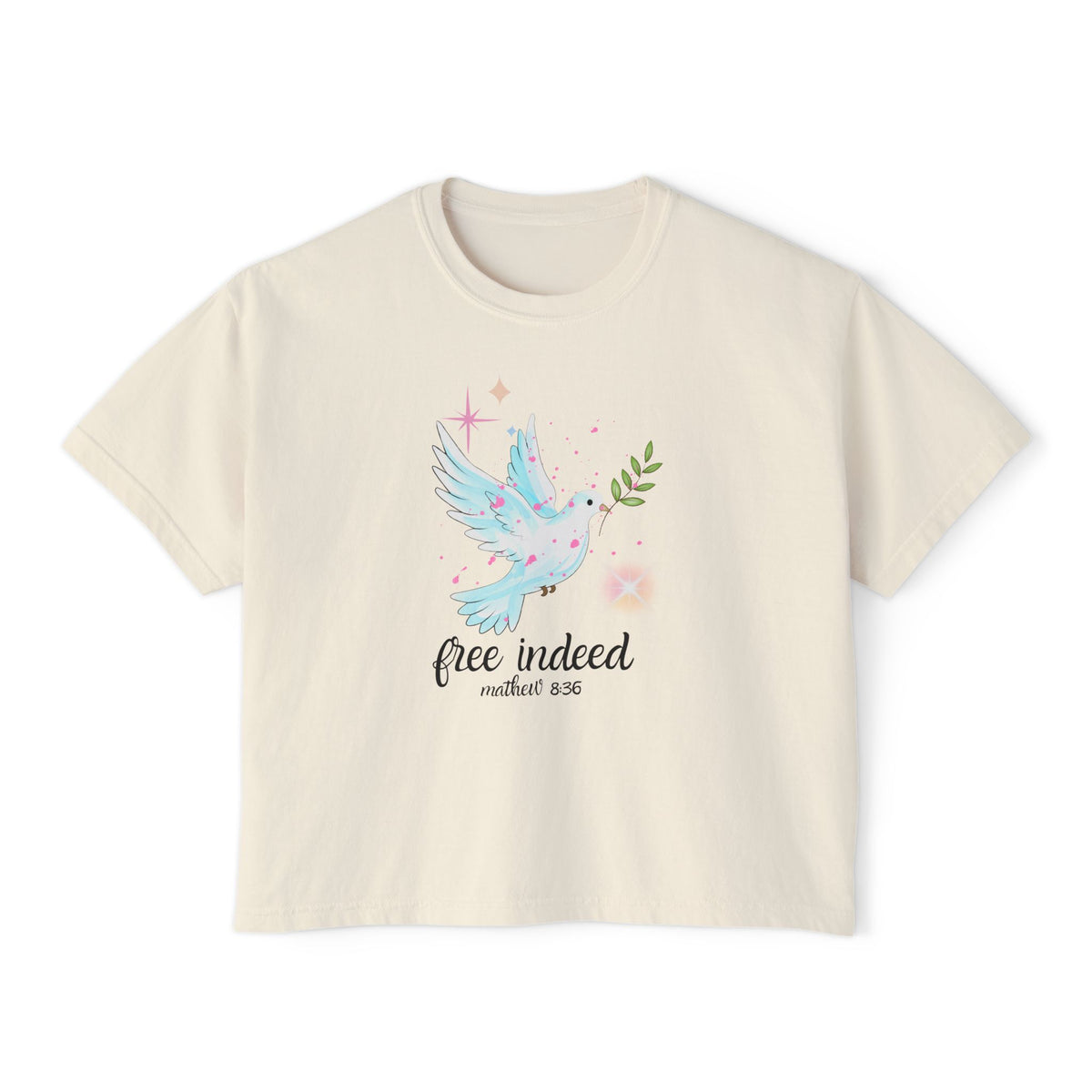 Free Indeed Dove Boxy Tee — Inspirational Christian Women's Shirt