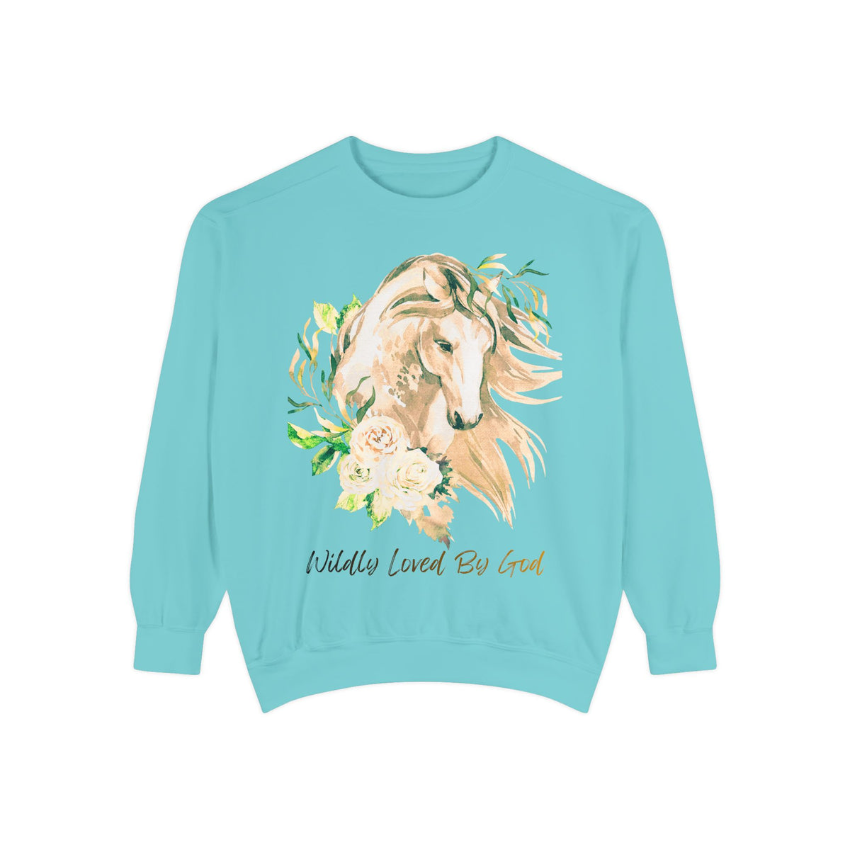 Horse Floral Sweatshirt — 'Wildly Loved By God' Cozy Crewneck