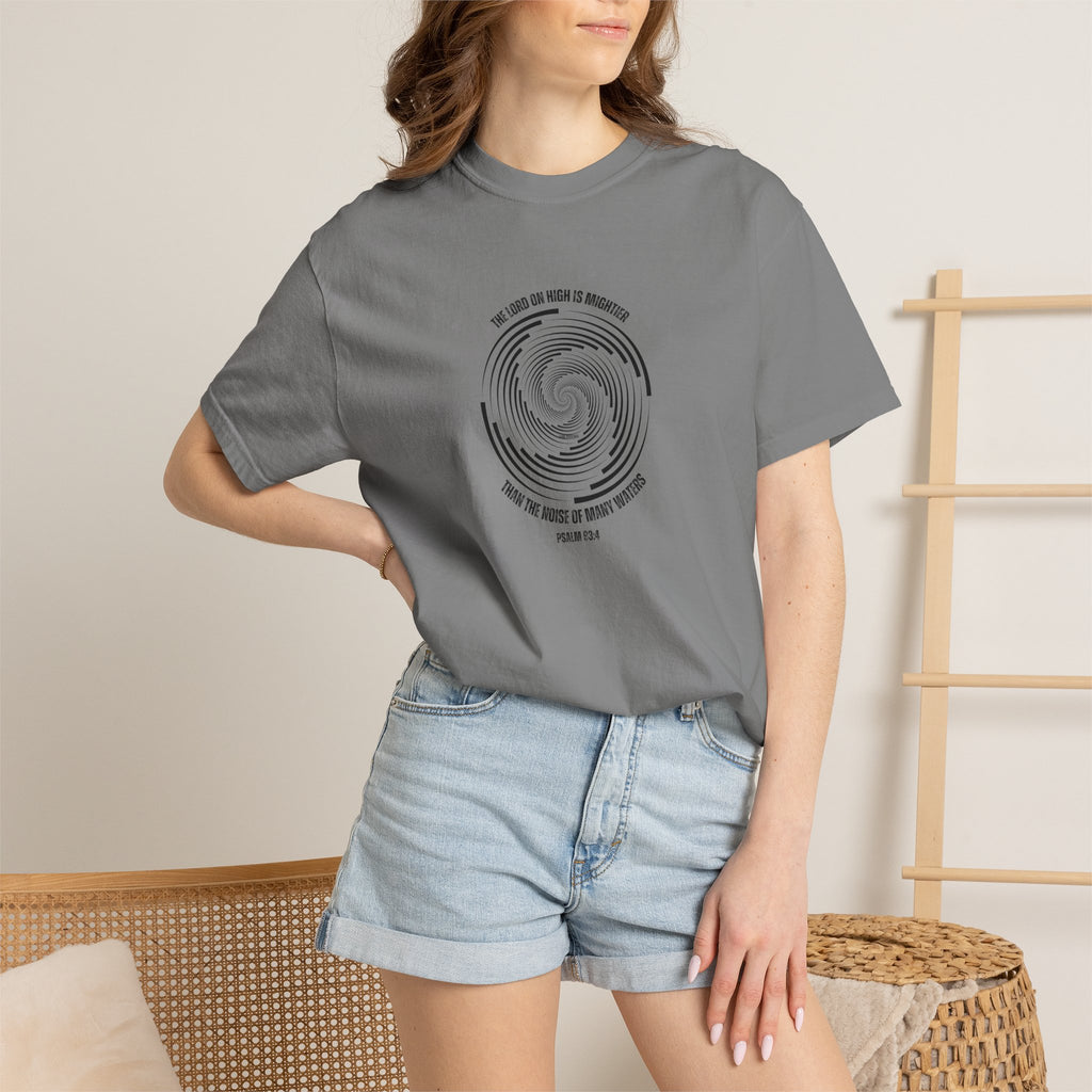 Spiral Wave T‑Shirt — 'We Came as Waves of Waking' Minimal Graphic Tee