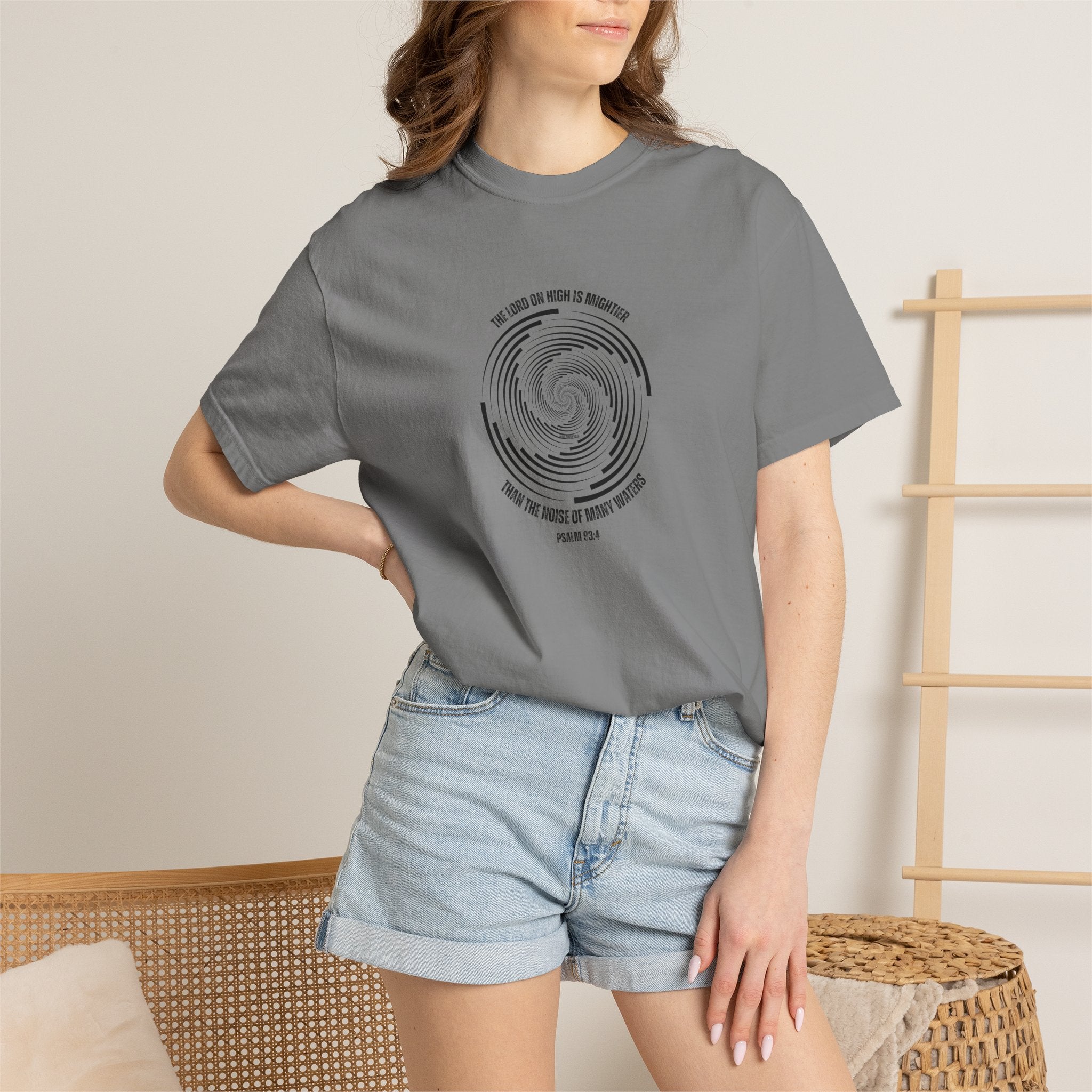 Spiral Wave T‑Shirt — 'We Came as Waves of Waking' Minimal Graphic Tee
