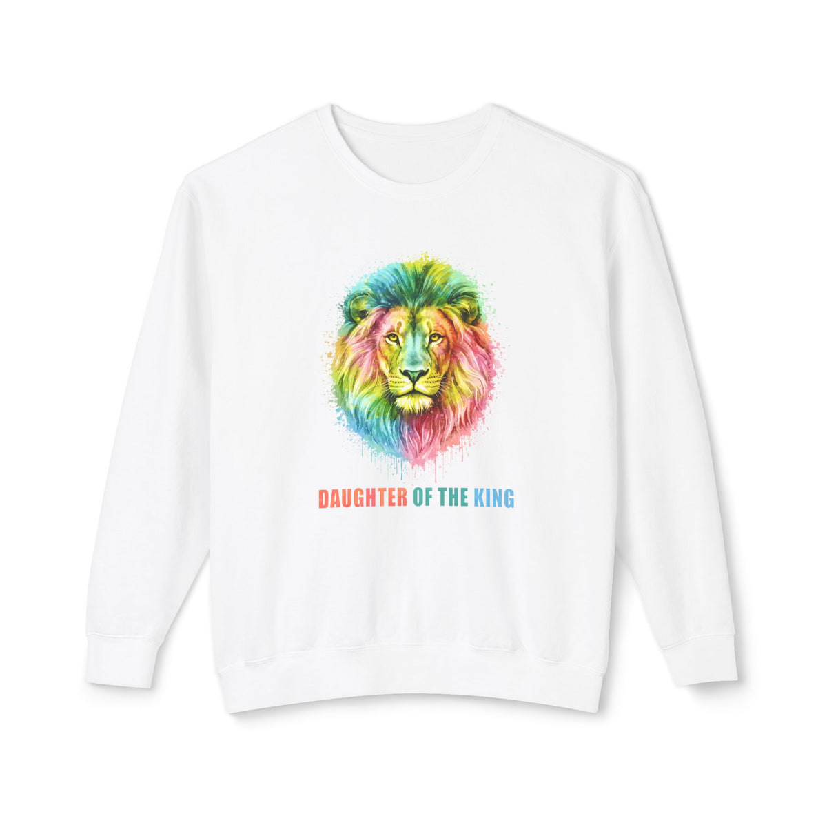 Daughter of the King Crewneck Sweatshirt — Rainbow Lion Graphic