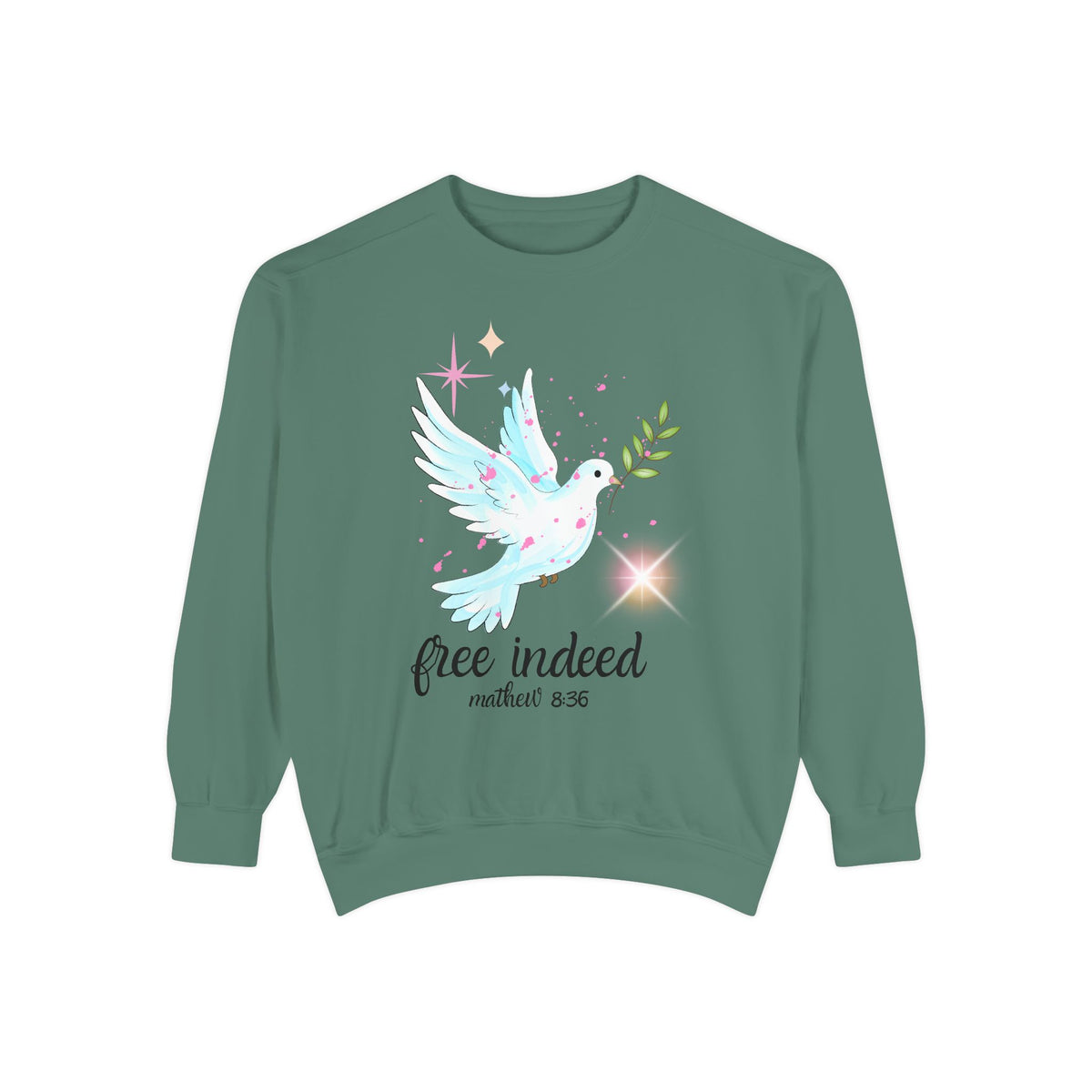Free Indeed Dove Sweatshirt — Matthew 5:36 Inspirational Crewneck