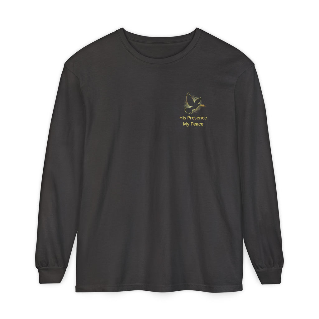 Christian Cross Long Sleeve Tee — Gold Foil Faith Design