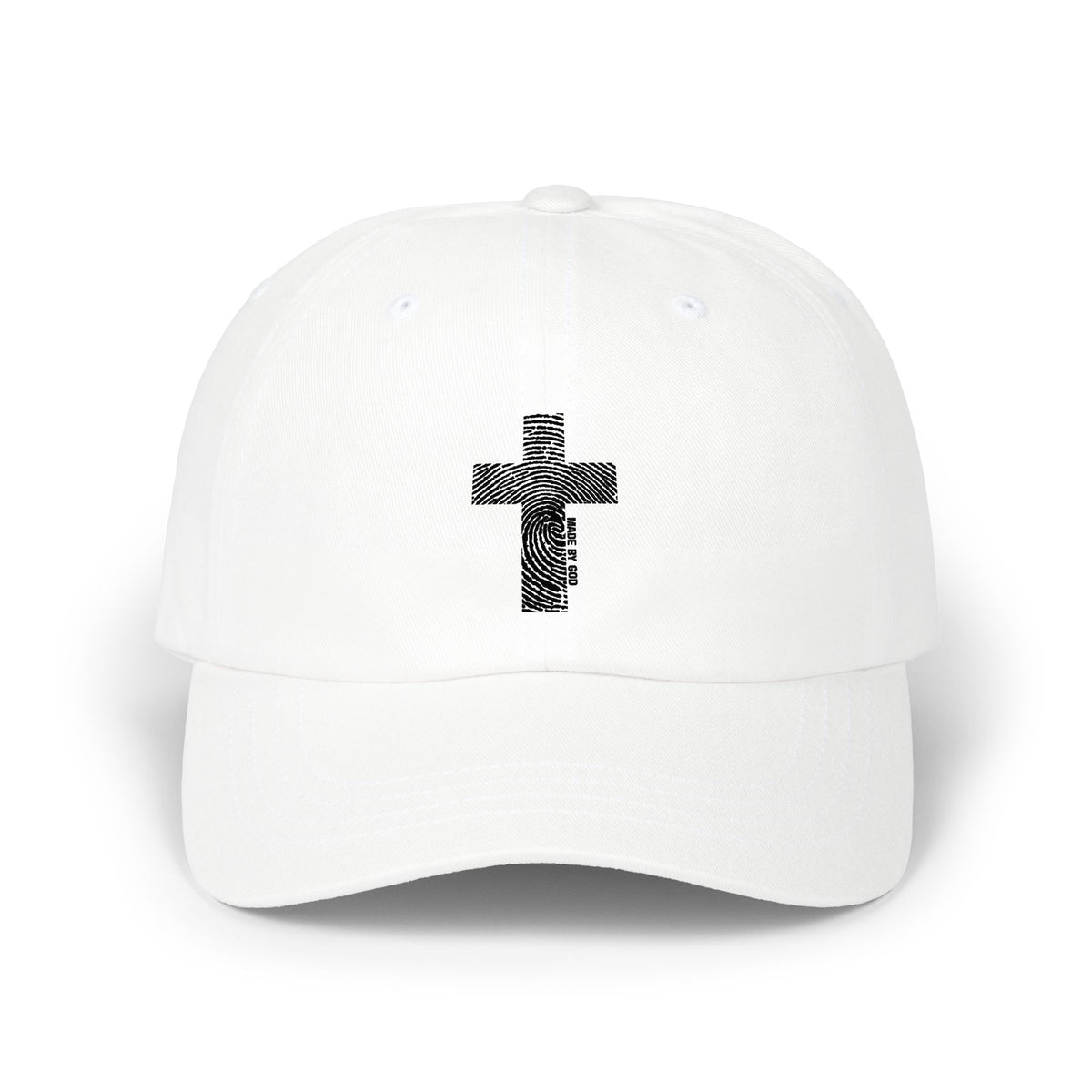 White Dad Cap with Distressed Cross Embroidery – Christian Baseball Hat