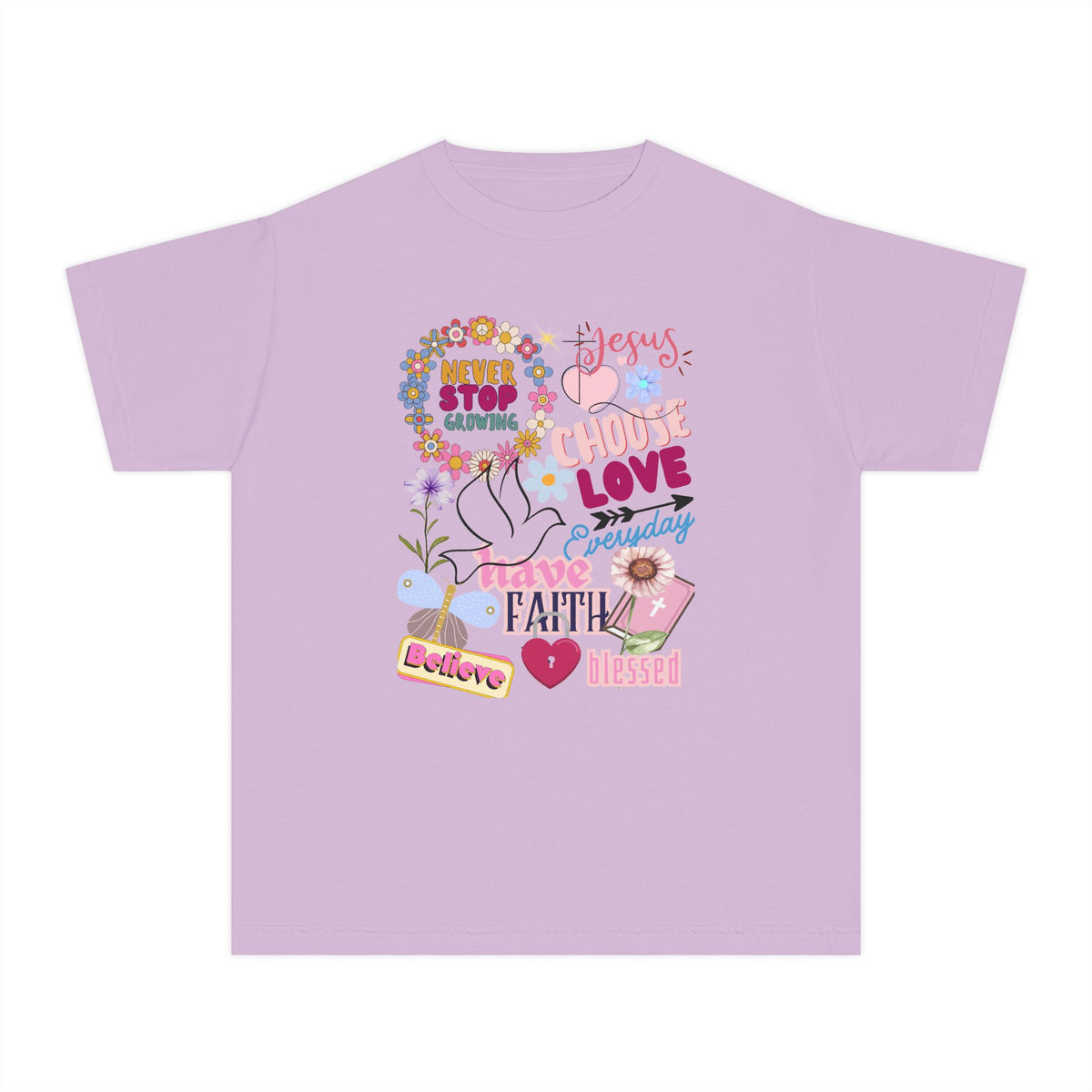 Youth Inspirational Faith Tee — 'Choose Love' Floral Christian Graphic
