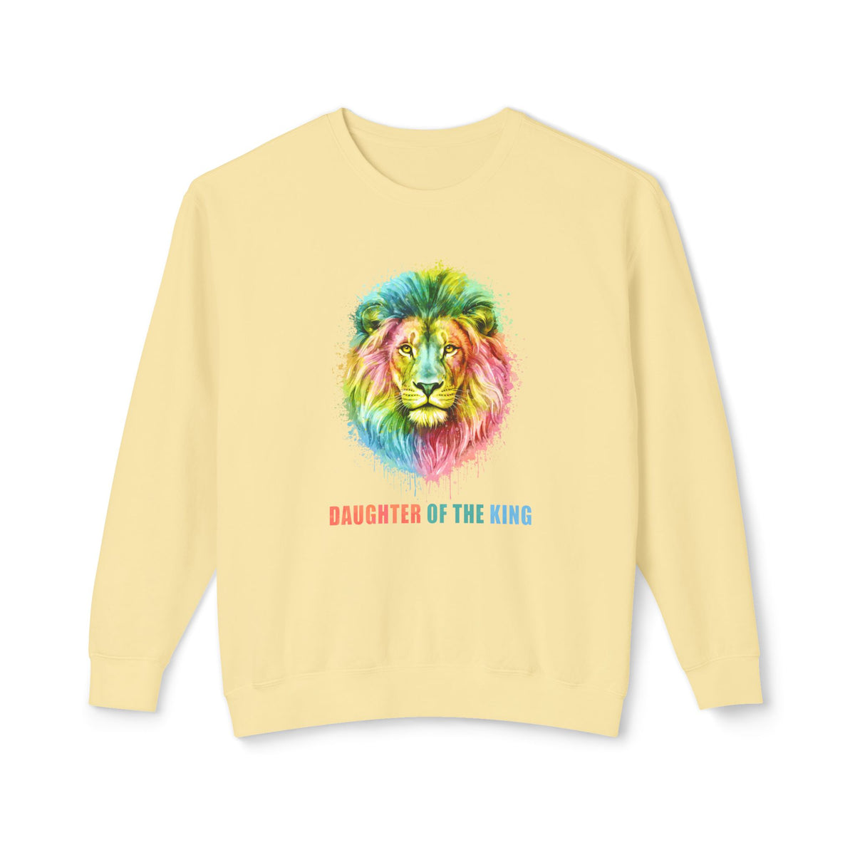 Daughter of the King Crewneck Sweatshirt — Rainbow Lion Graphic