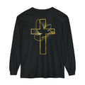 Christian Cross Long Sleeve Tee — Gold Foil Faith Design