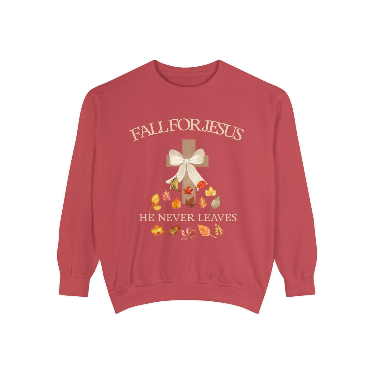 Christian Fall Sweatshirt "Fall for Jesus, He Never Leaves" Autumn sweatshirt