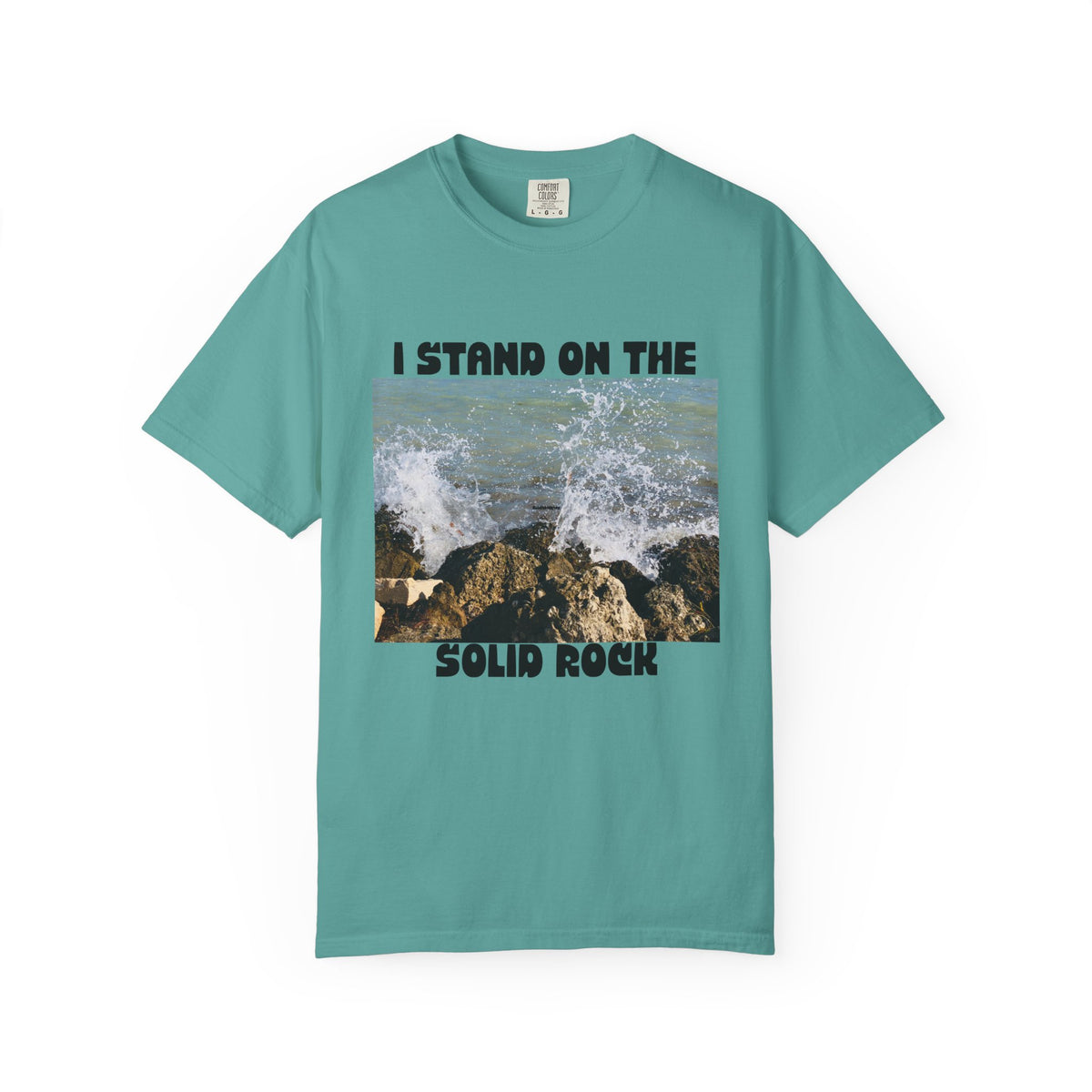 I Stand on the Solid Rock T-Shirt — Inspirational Coastal Faith Graphic Tee