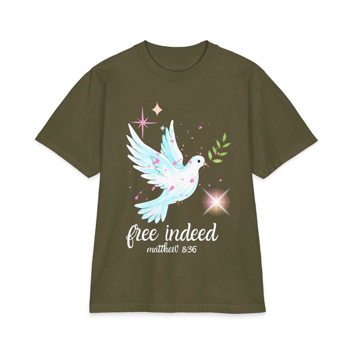 Dove of Peace Graphic T-Shirt — Pastel Olive Branch Design