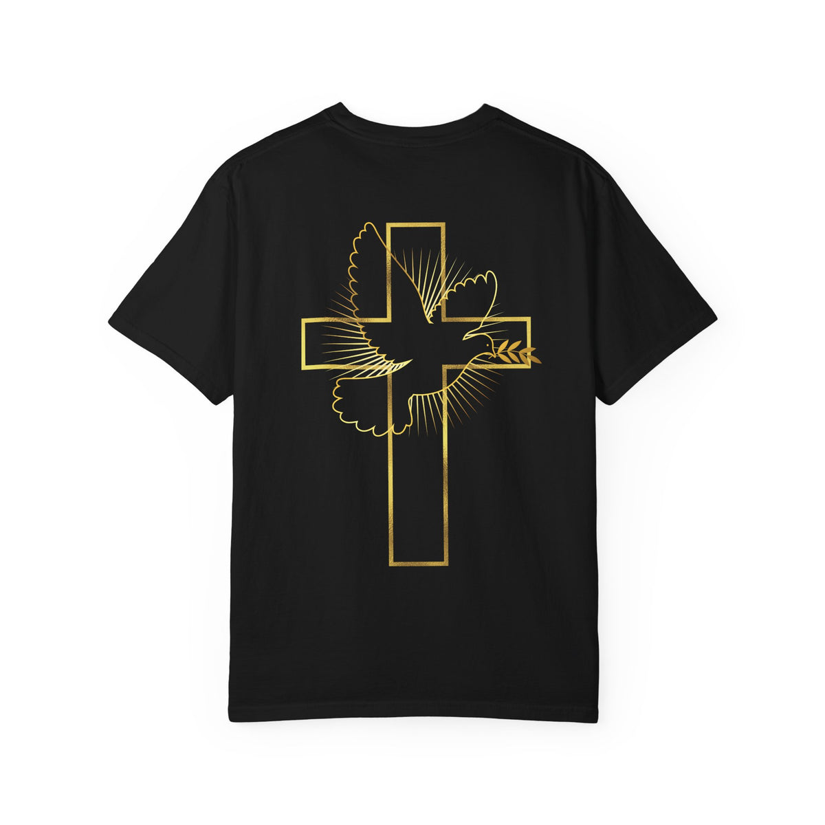 Christian Dove Cross T-Shirt — "His Presence My Peace" Garment-Dyed Tee