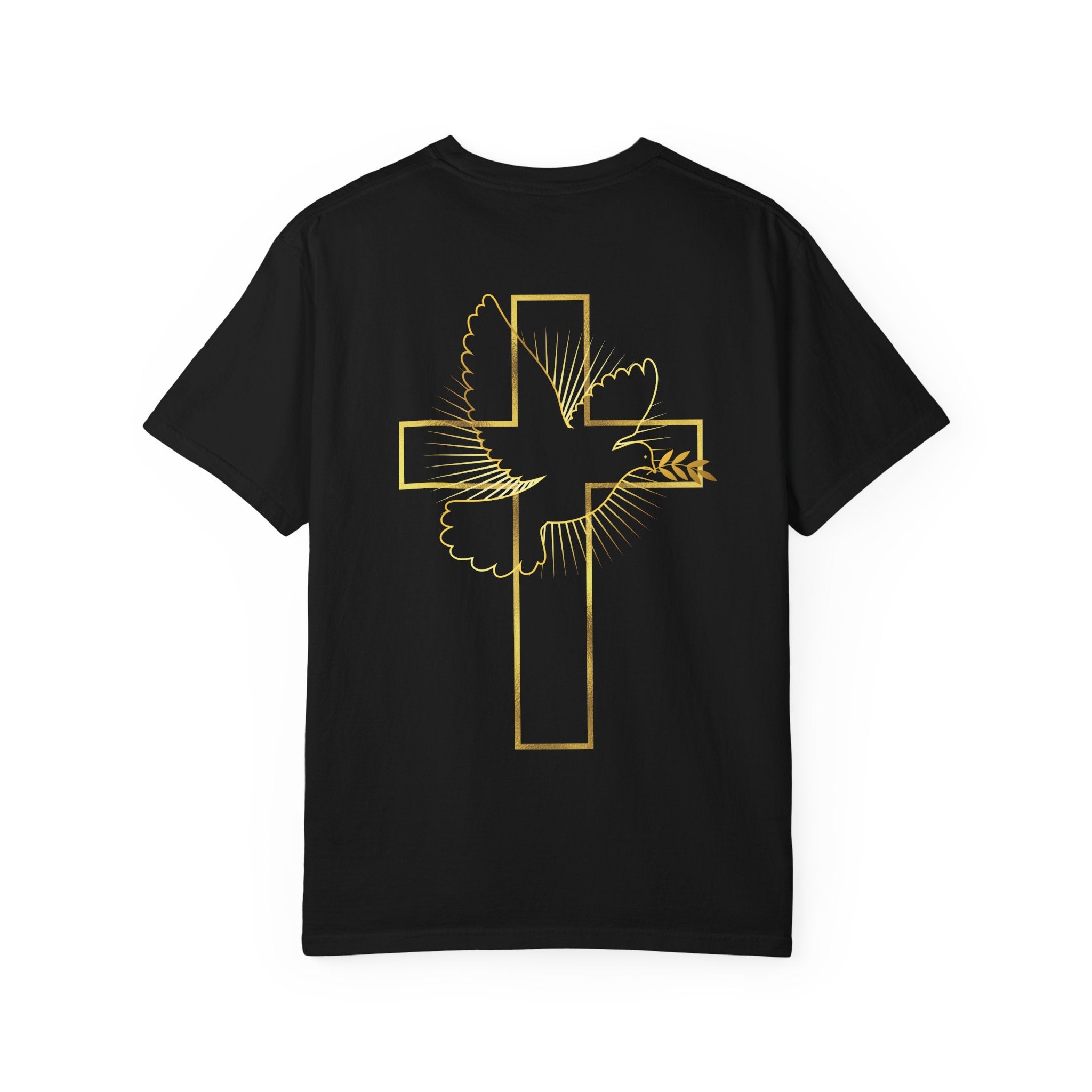 Christian Dove Cross T-Shirt — "His Presence My Peace" Garment-Dyed Tee