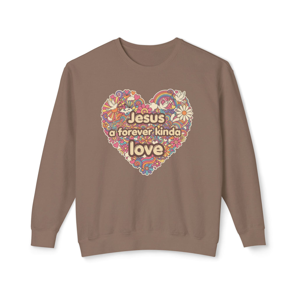 “Jesus a Forever Kinda Love” Christian Floral Heart Sweatshirt in 100% ring spun cotton